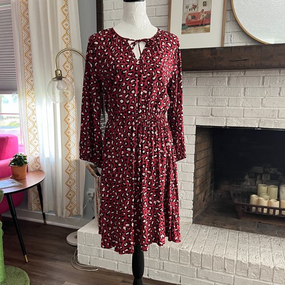 Old Navy Pretty Leopard / Polka Dot Print Dress Medium 3/4 sleeves - Picture 6 of 6